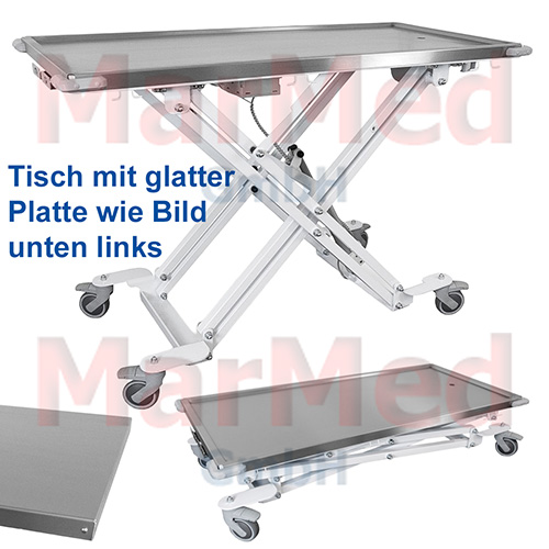 Scherenhubtisch fahrbar, Edelstahlplatte