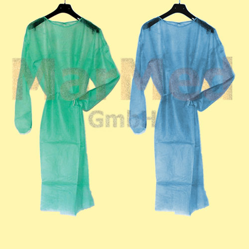 Disposable gown, blue, non-woven, size