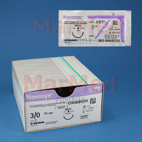 Novosyn purple USP 0 (EP 3,5), 3 dozen,
